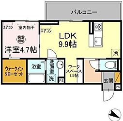 AXIS南流山 1LDKの間取図画像