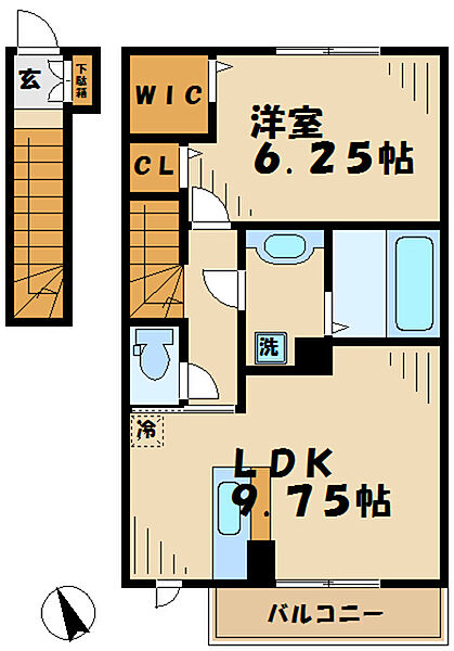 セジュールコトC 201｜東京都八王子市堀之内(賃貸アパート1LDK・2階・45.54㎡)の写真 その2