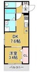 堺市北区金岡町アパート 1DKの間取図画像