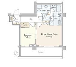 広尾ガーデンフォレスト　Ｅ棟 3階1LDKの間取り