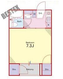 パークサイド大渕 1Kの間取図画像