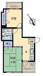 ロワール久米川 2Kの間取図画像