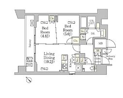 メゾンカルム日本橋馬喰町 14階2LDKの間取り