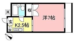 ヴィアベネト相武台 1階1Kの間取り