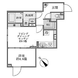 EXAM赤坂 1LDKの間取図画像