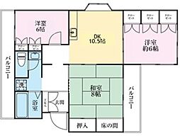 エンブレム上尾 3DKの間取図画像