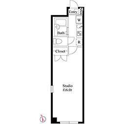 アンプルールフェール武蔵野 1Kの間取図画像
