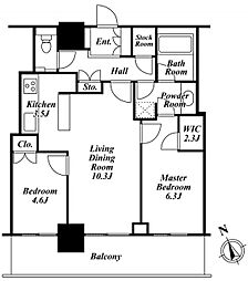 リエトコートアルクスタワー 17階2LDKの間取り