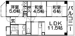 ヴィラージュ樟葉 2LDKの間取図画像