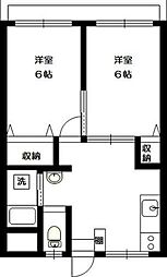 堀江コーポラス2号棟 2DKの間取図画像