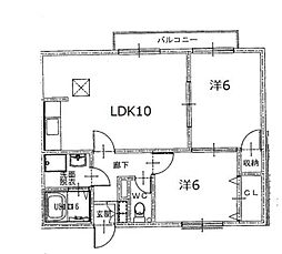 メロディハイツ三苫 2LDKの間取図画像