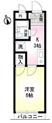 エステーム下高井戸 3階1Kの間取り