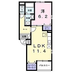 大和市中央林間1丁目アパート 1LDKの間取図画像