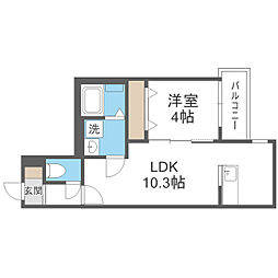 フォレスト千歳町 3階1LDKの間取り