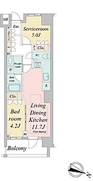 東京メトロ東西線 早稲田駅 徒歩6分の賃貸マンション 2階1SLDKの間取り