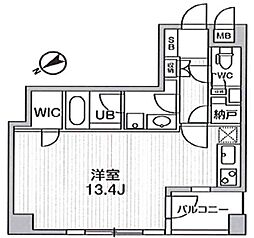 レジデンス白金高輪 1階ワンルームの間取り