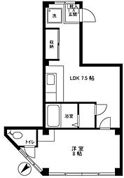 藍工房ビル 3階1DKの間取り