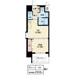 Osaka Metro中央線 高井田駅 徒歩9分の賃貸マンション 10階1DKの間取り