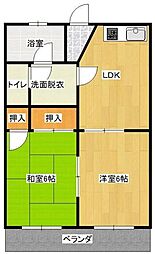 第1高沢マンション 2DKの間取図画像