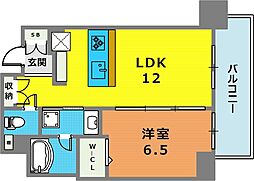 ザ・神戸北野レジデンス 15階1LDKの間取り