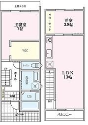riverside　terrace 2LDKの間取り