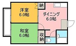 サンフォーリスト仁戸名 2DKの間取図画像