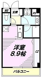 JR横浜線 八王子みなみ野駅 徒歩5分の賃貸マンション 2階ワンルームの間取り