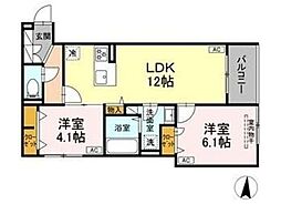 セレスティア柴又V五月雨 2LDKの間取図画像