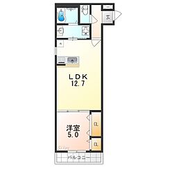 グランハイツ西喜 1LDKの間取図画像
