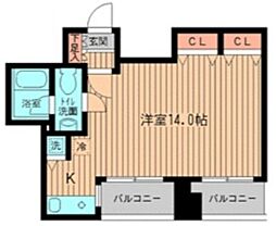 エルヴァージュ神田神保町 11階ワンルームの間取り