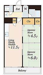 ウイングレスト 2LDKの間取図画像