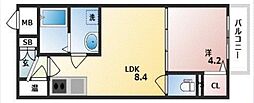 GRANDIR杉本町 1LDKの間取図画像