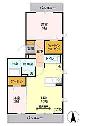 アンクレージュ 2階2LDKの間取り