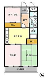 メゾンドゥボヌール 3DKの間取図画像