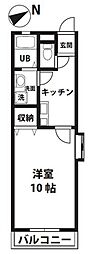 プレミール2 1Kの間取図画像