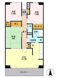 ルーチェ緑が丘 B 2階3LDKの間取り