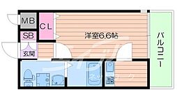 JR大阪環状線 京橋駅 徒歩7分の賃貸マンション 2階1Kの間取り