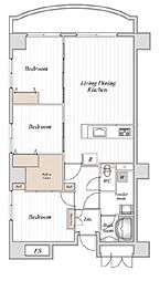 コロネード春日 4階3LDKの間取り