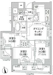 ルフレプレミアム町屋 3DKの間取図画像