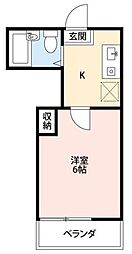 ホワイトドミール 1Kの間取図画像