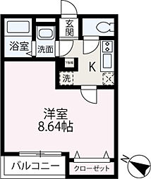 フェリオV 1Kの間取図画像