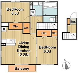 ベルテ 2階2LDKの間取り