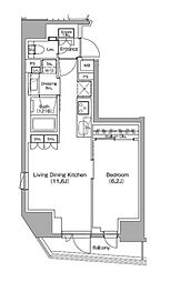 ザ・パークハビオ中野新橋 1LDKの間取図画像