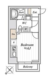 JR中央線 豊田駅 徒歩2分の賃貸マンション 6階ワンルームの間取り