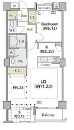 シャレール広尾 2号棟 2階1SLDKの間取り