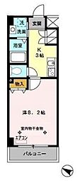 ウィスタリア 1Kの間取図画像