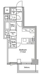 ザ・パークハビオ中野新橋 ワンルームの間取図画像
