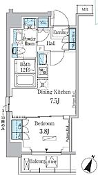 パークアクシス大塚サウスレジデンス 1階1DKの間取り