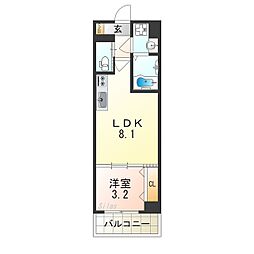 南海線 住ノ江駅 徒歩4分の賃貸マンション 2階1LDKの間取り