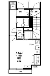 JR横須賀線 西大井駅 徒歩6分の賃貸アパート 1階ワンルームの間取り